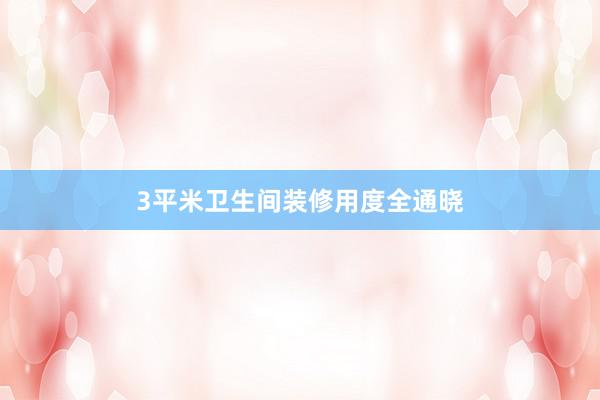 3平米卫生间装修用度全通晓