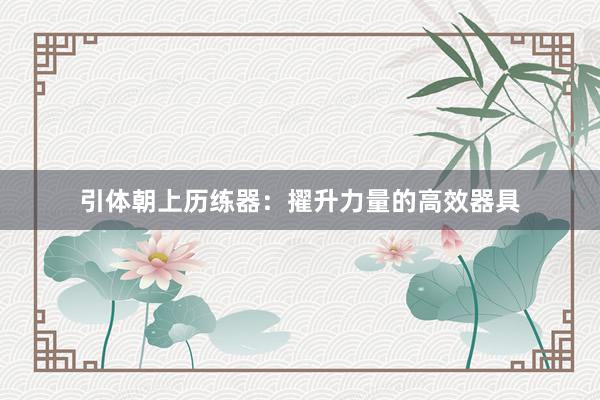 引体朝上历练器:擢升力量的高效器具